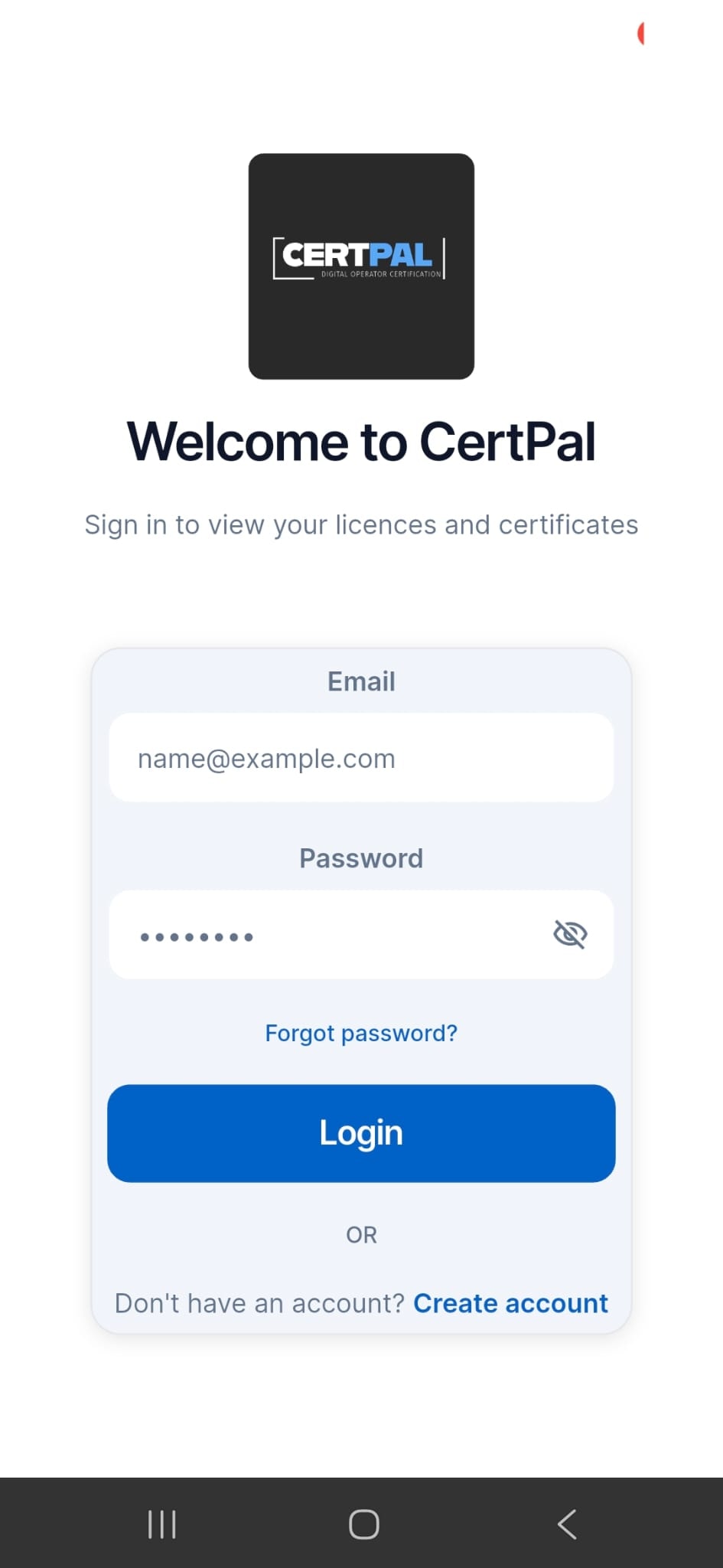 CertPal Welcome Screen