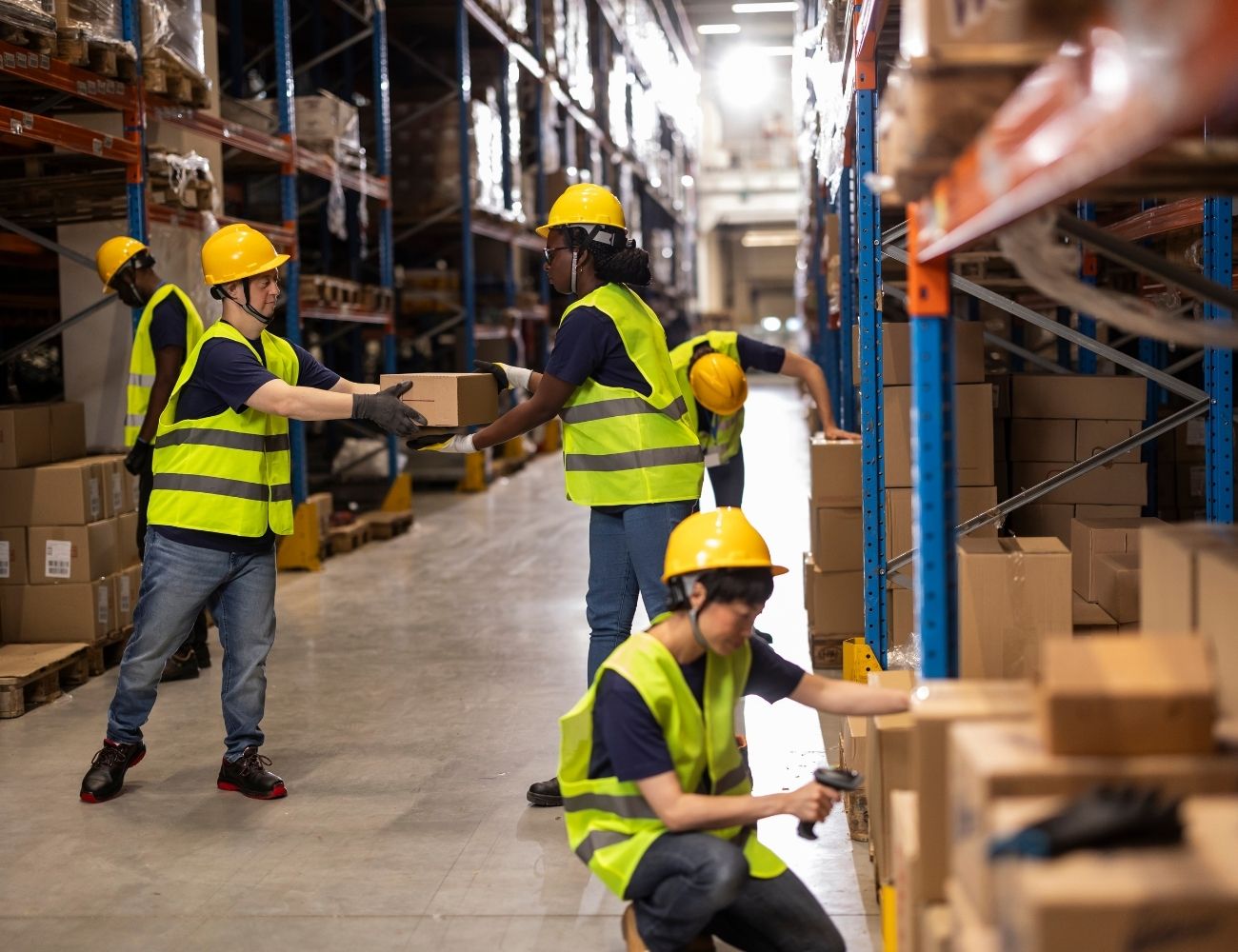 Warehouse safety team meeting