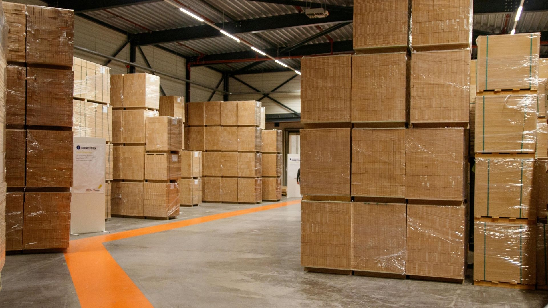 Cluttered warehouse aisle