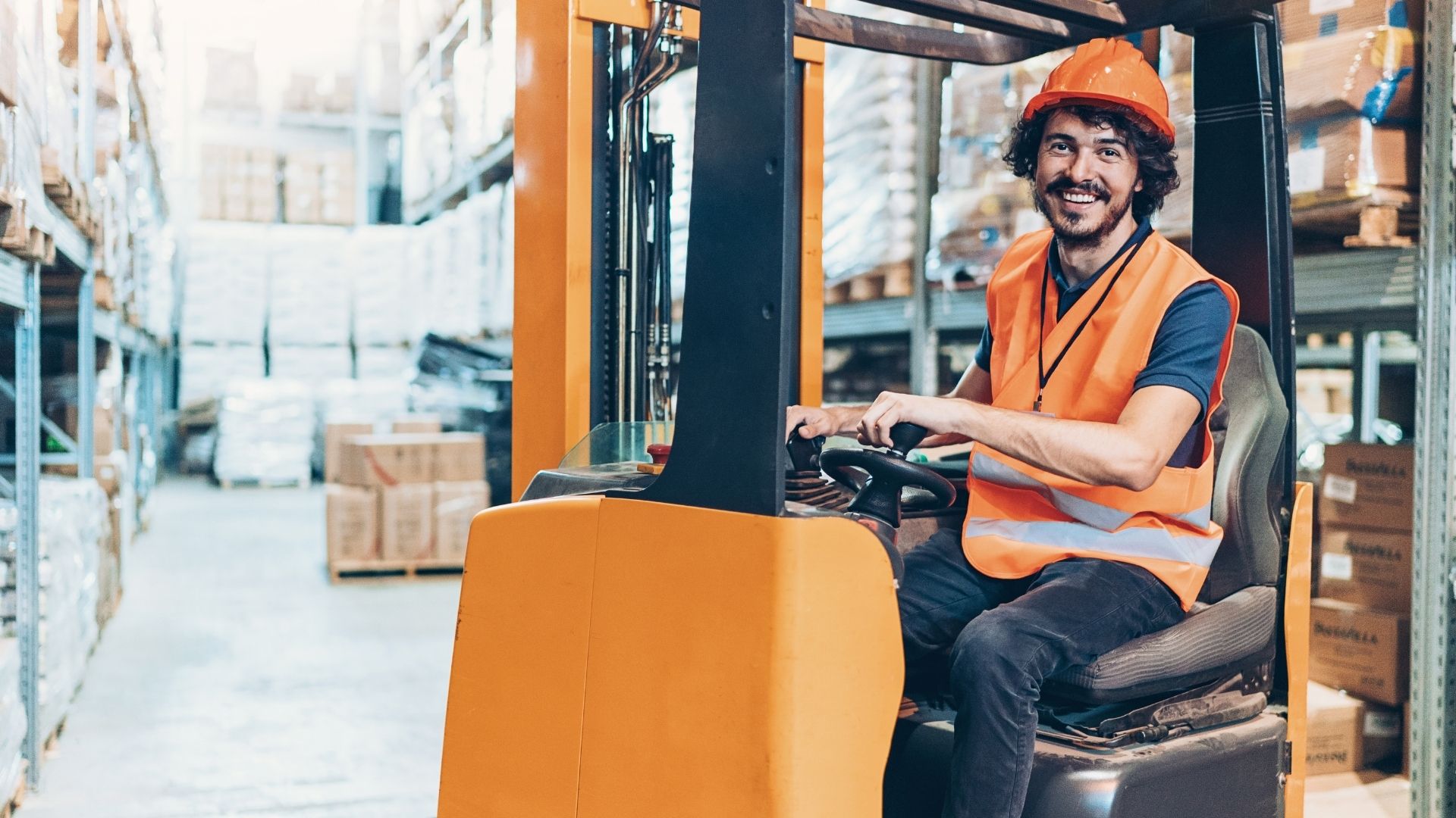 Trained forklift team in warehouse